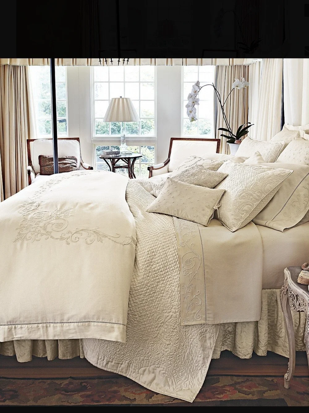 Lauren Ralph Lauren King Duvet Comforter Cotton Embroidery Cream Whitehall Tonal